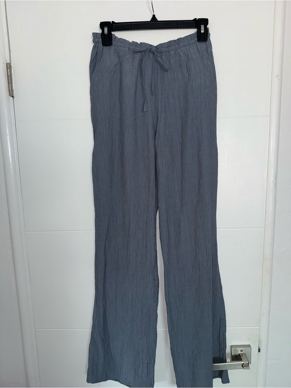 Womens Slate Blue Crinkle Lounge Pants
